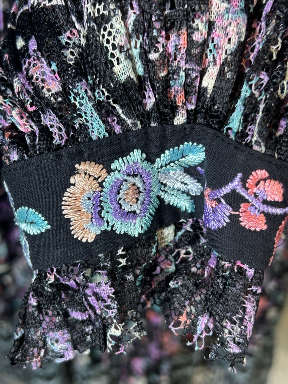 Free People cherry blossom Mini Dress size 6 Embroidered lace boho floral - Picture 7 of 16